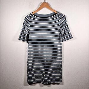 NWT Women's LOU & GREY Blue Striped Signature Soft Boatneck Dress Sz XS